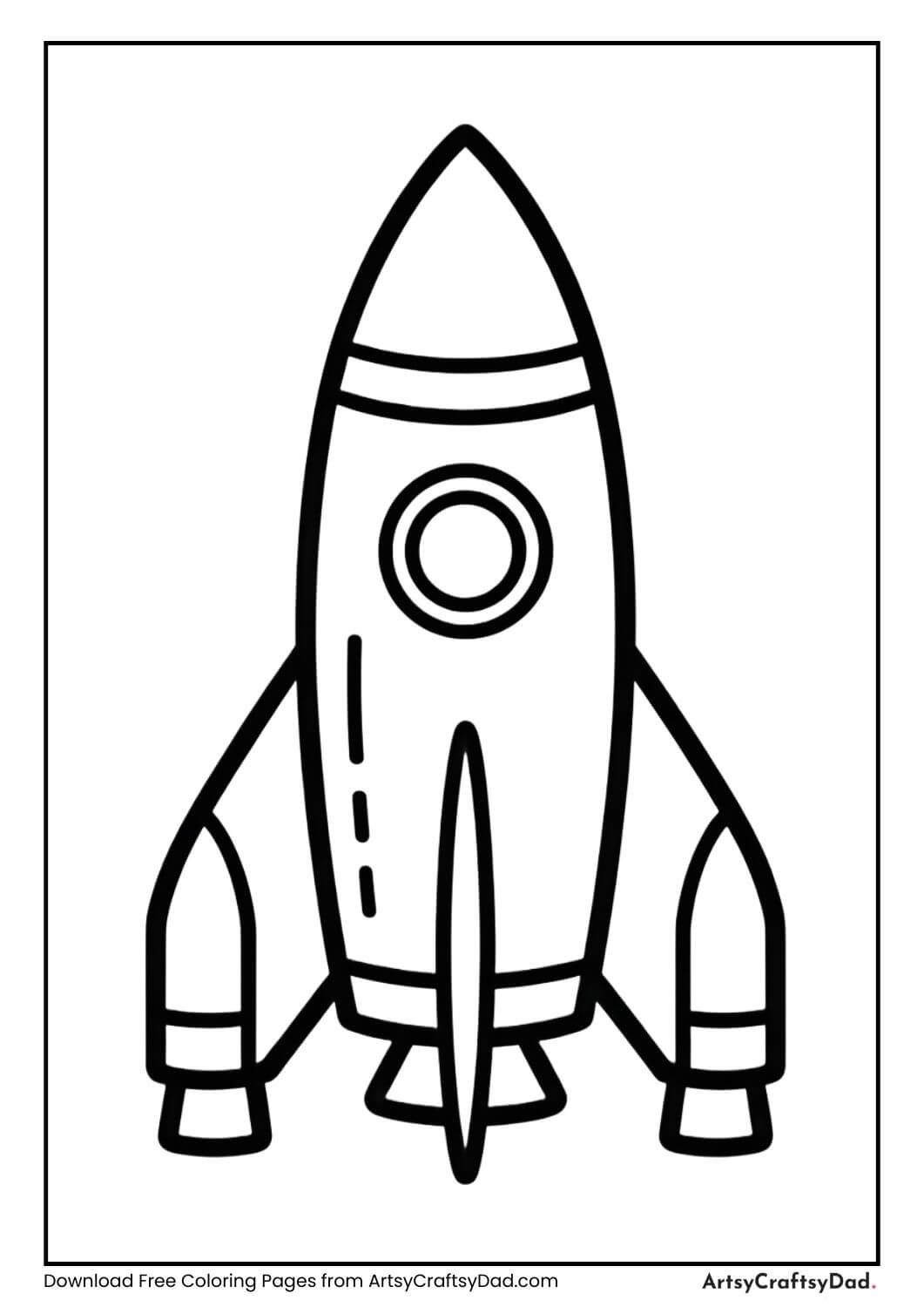 Space rocket with side boosters coloring page