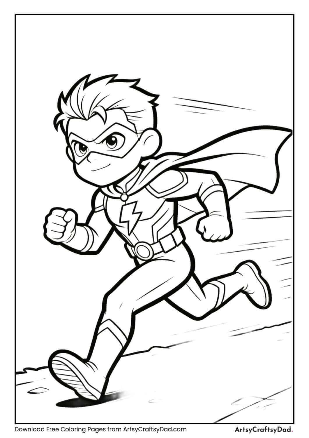 Black and white anime hero running fast