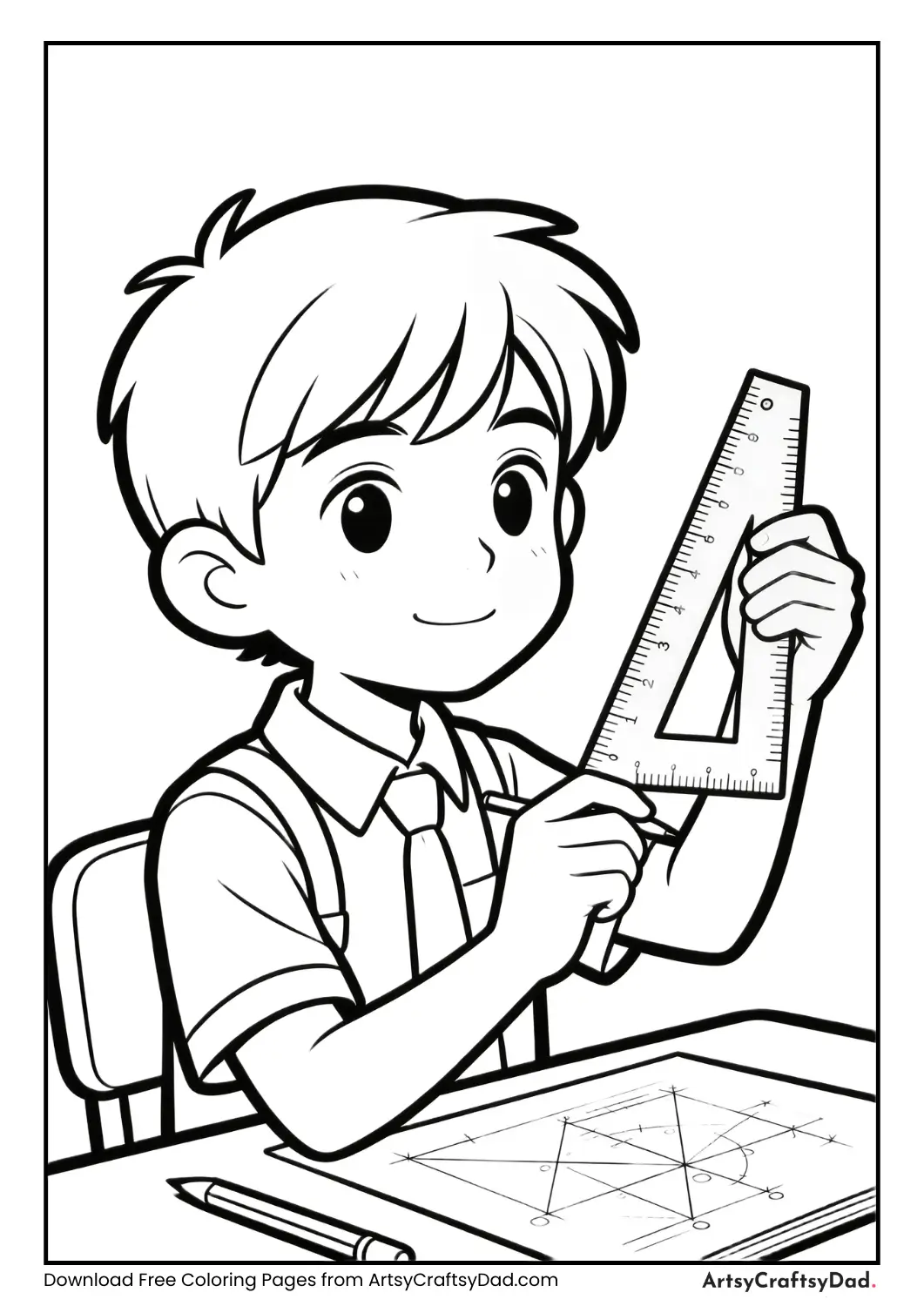 Student using ruler and drawing diagrams in exam