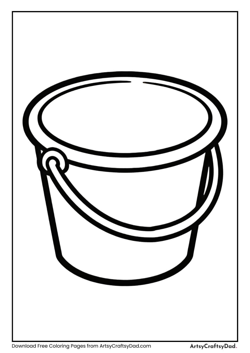 Bucket black and white coloring page