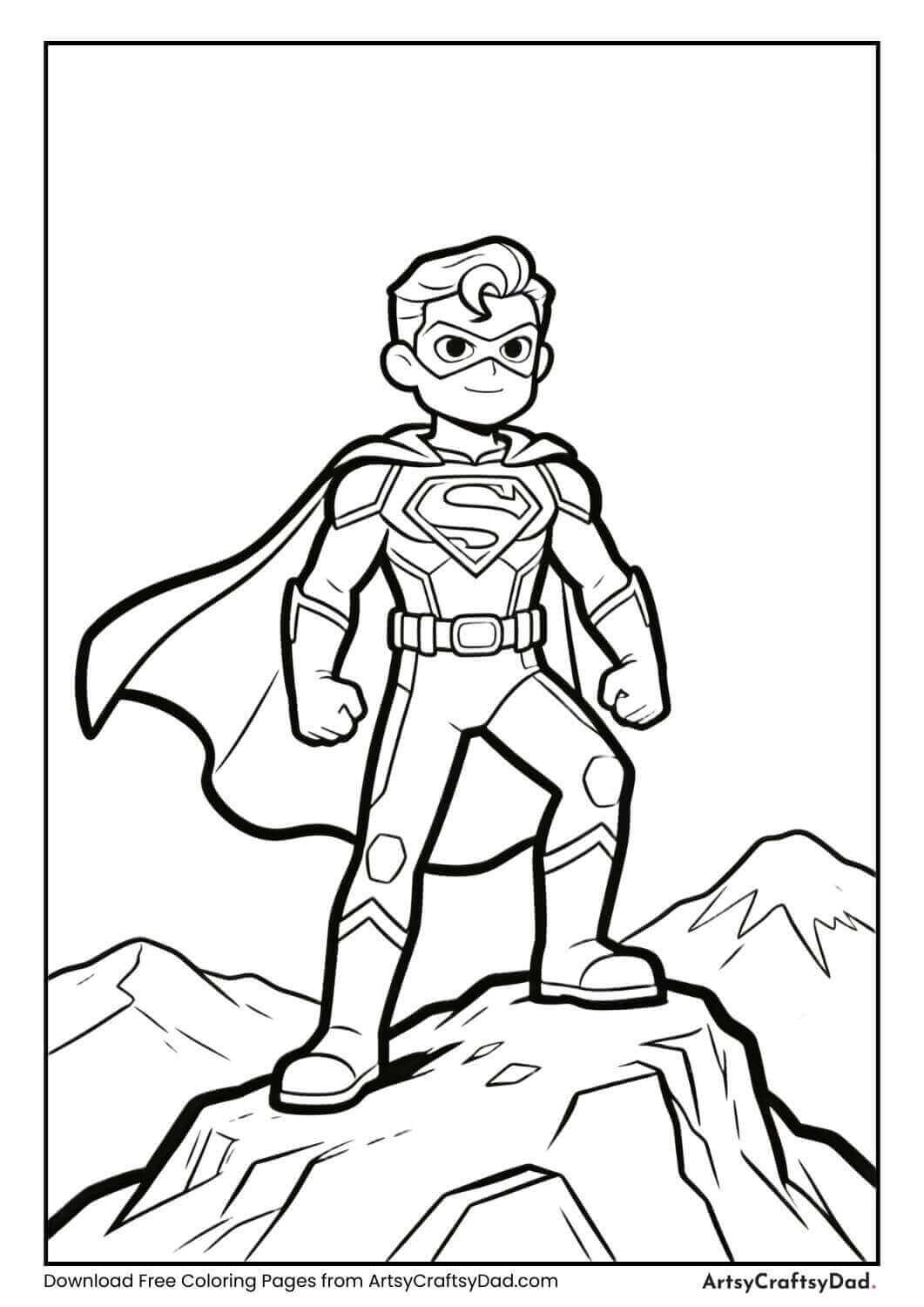 Black and white anime hero standing on mountain