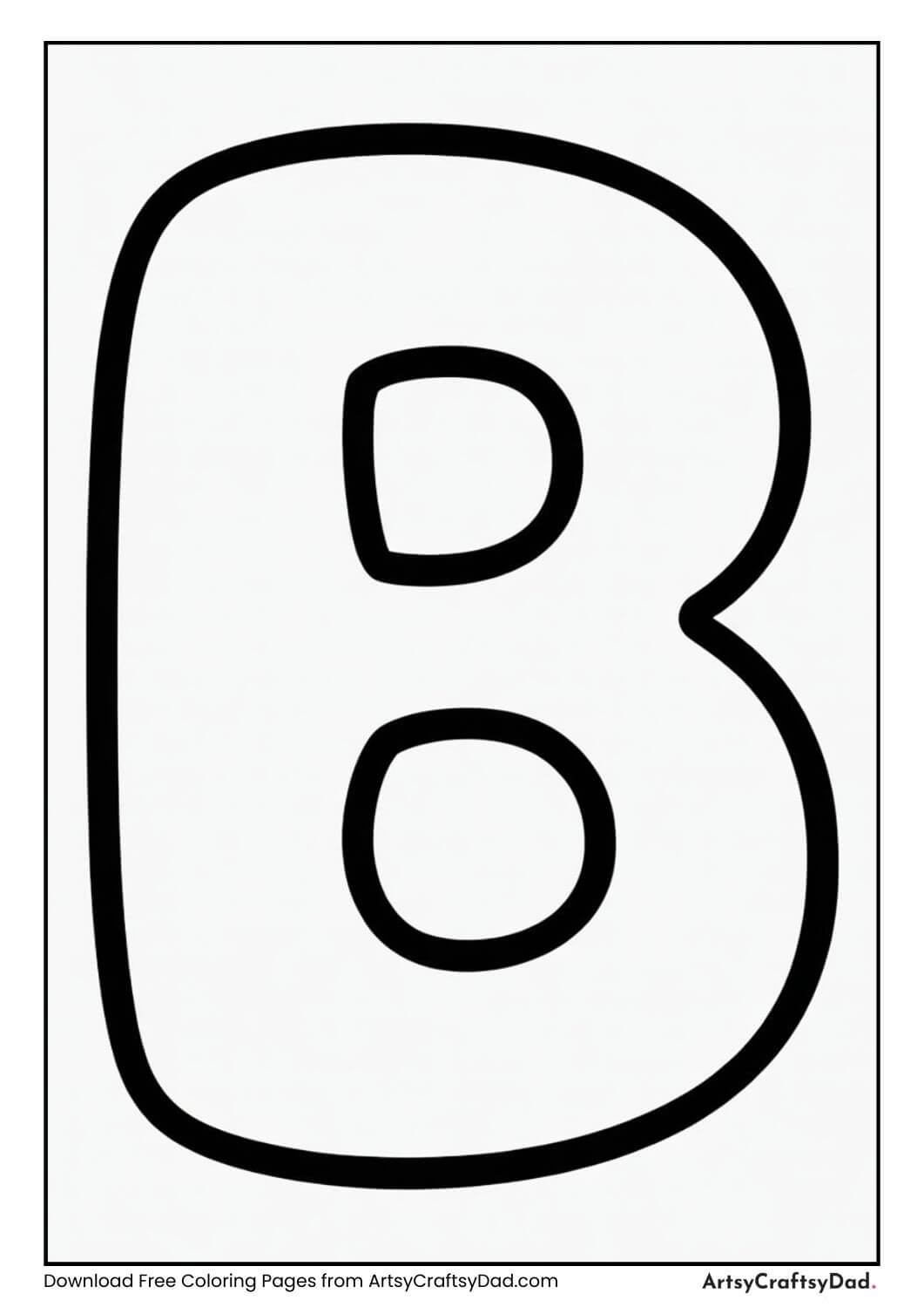 Letter B ball coloring page for kids