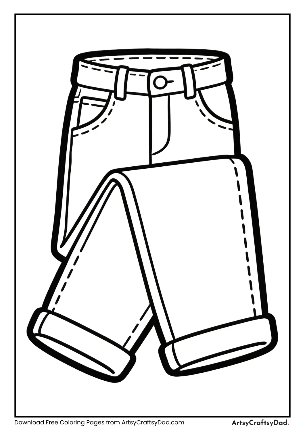 Black and white jeans outline for coloring