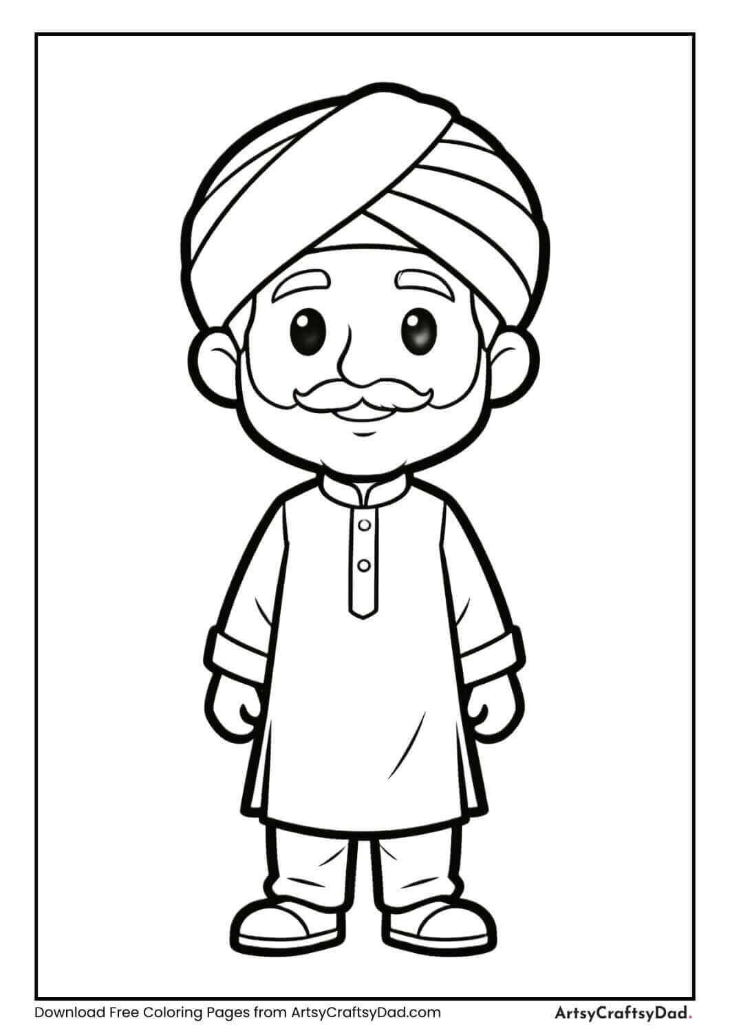 Indian man wearing kurta-pajama and turban