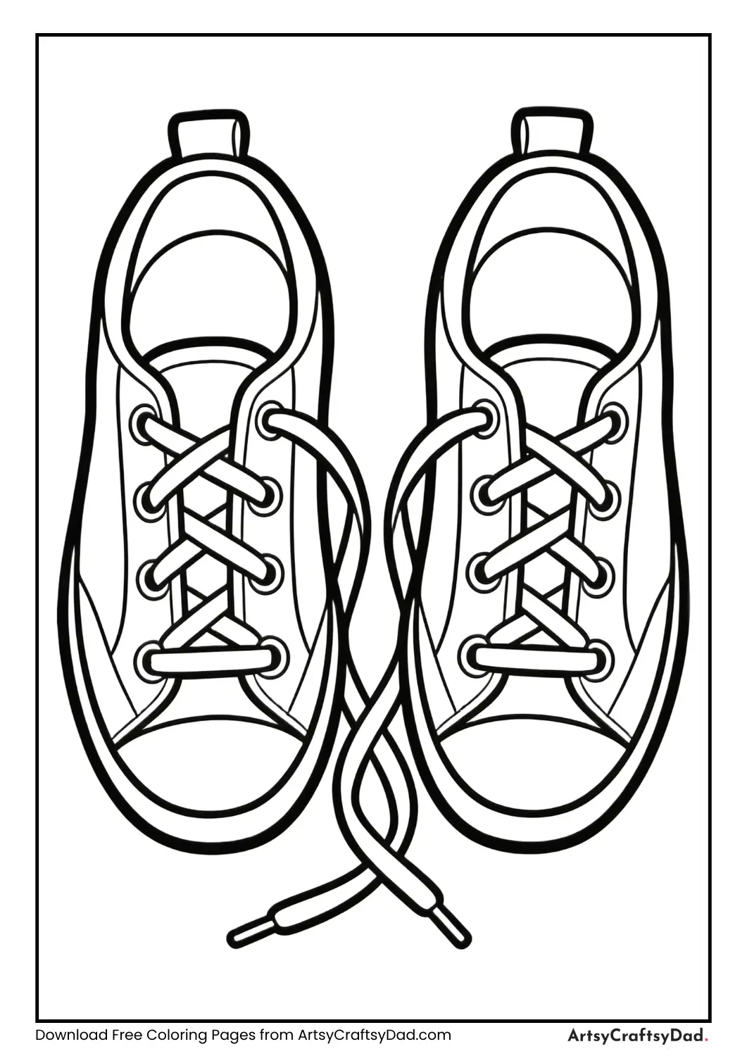 Shoes with loose shoelaces before tying