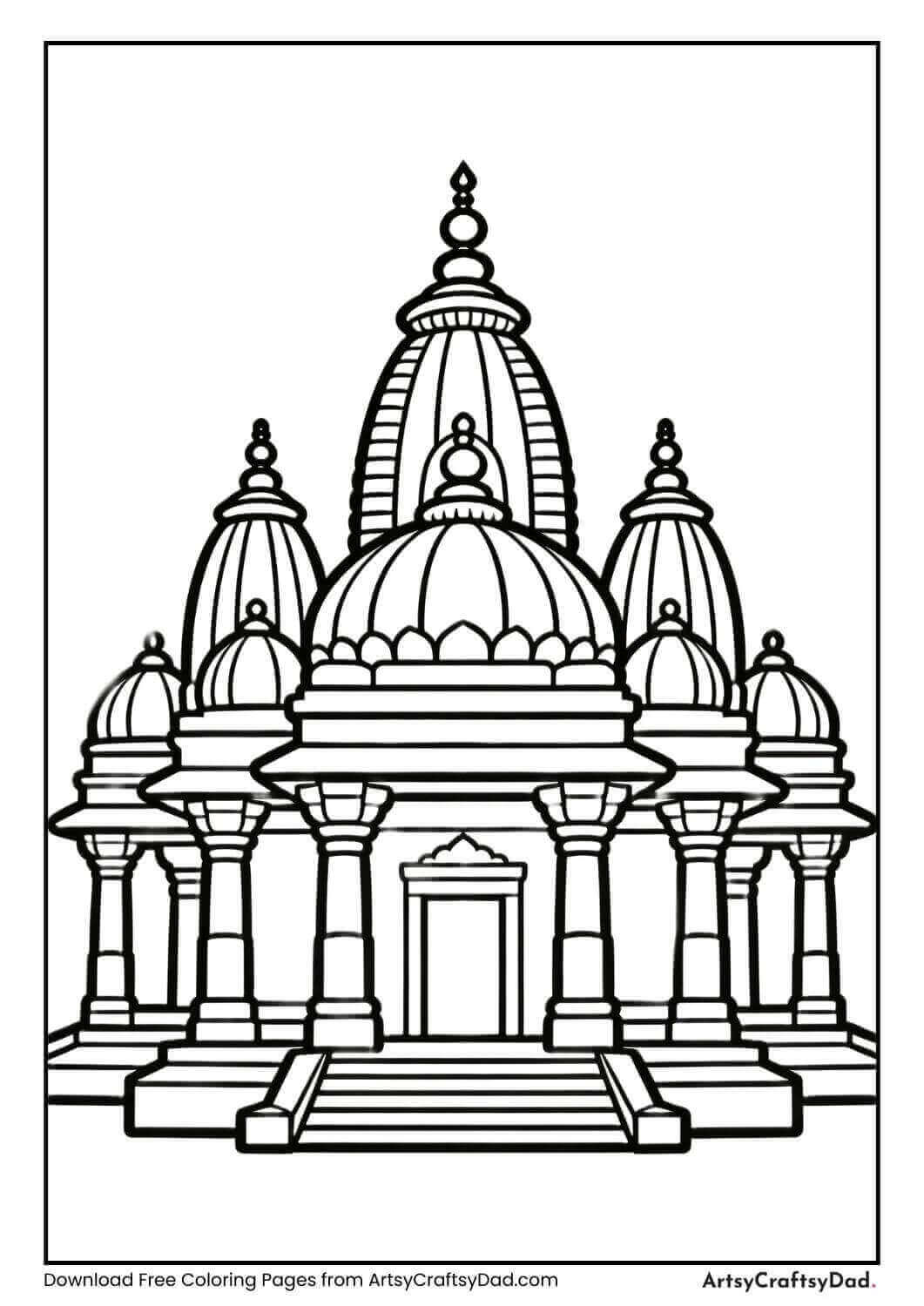 Akshardham Temple simple black and white coloring page