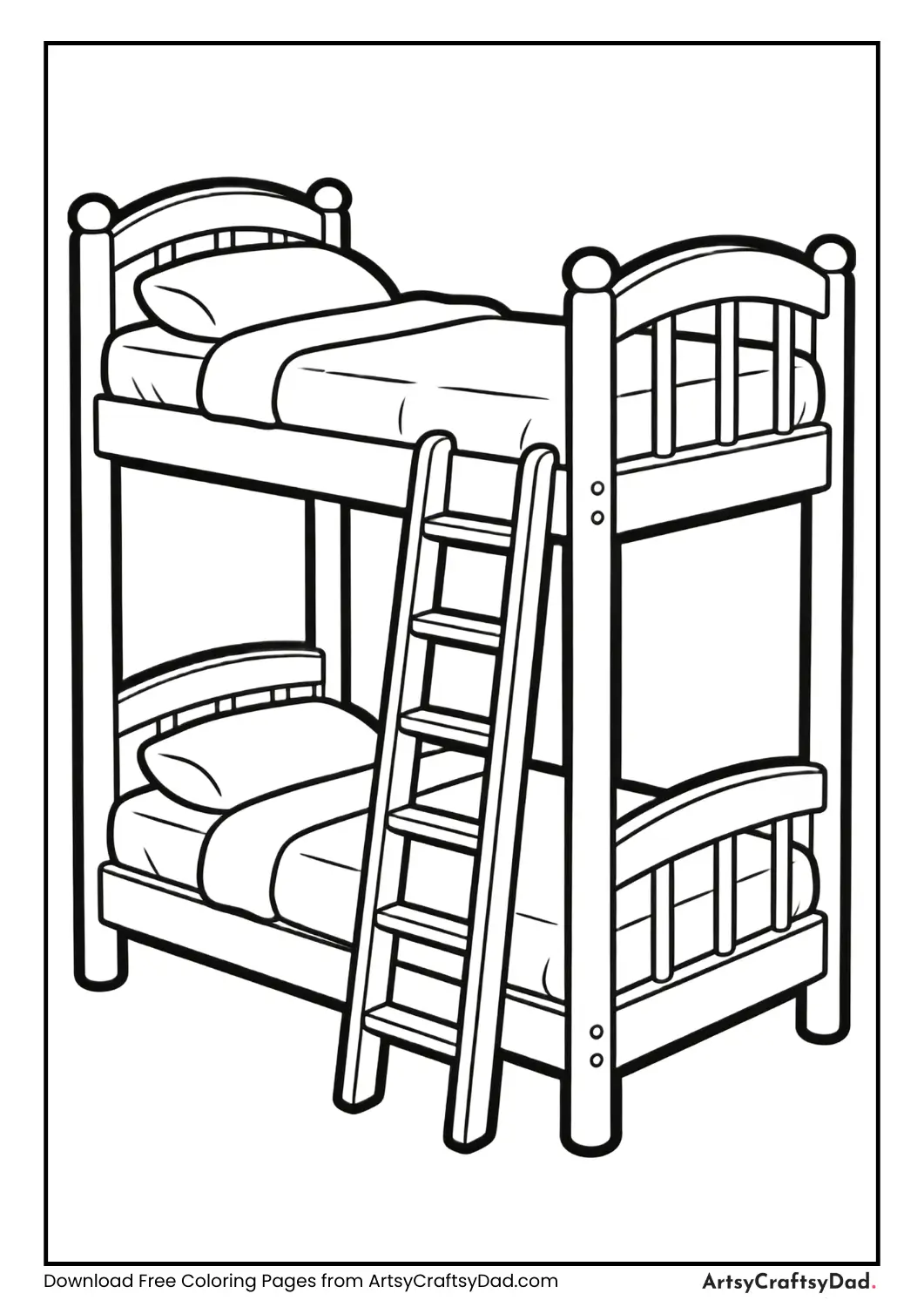 Bunk bed black and white coloring page