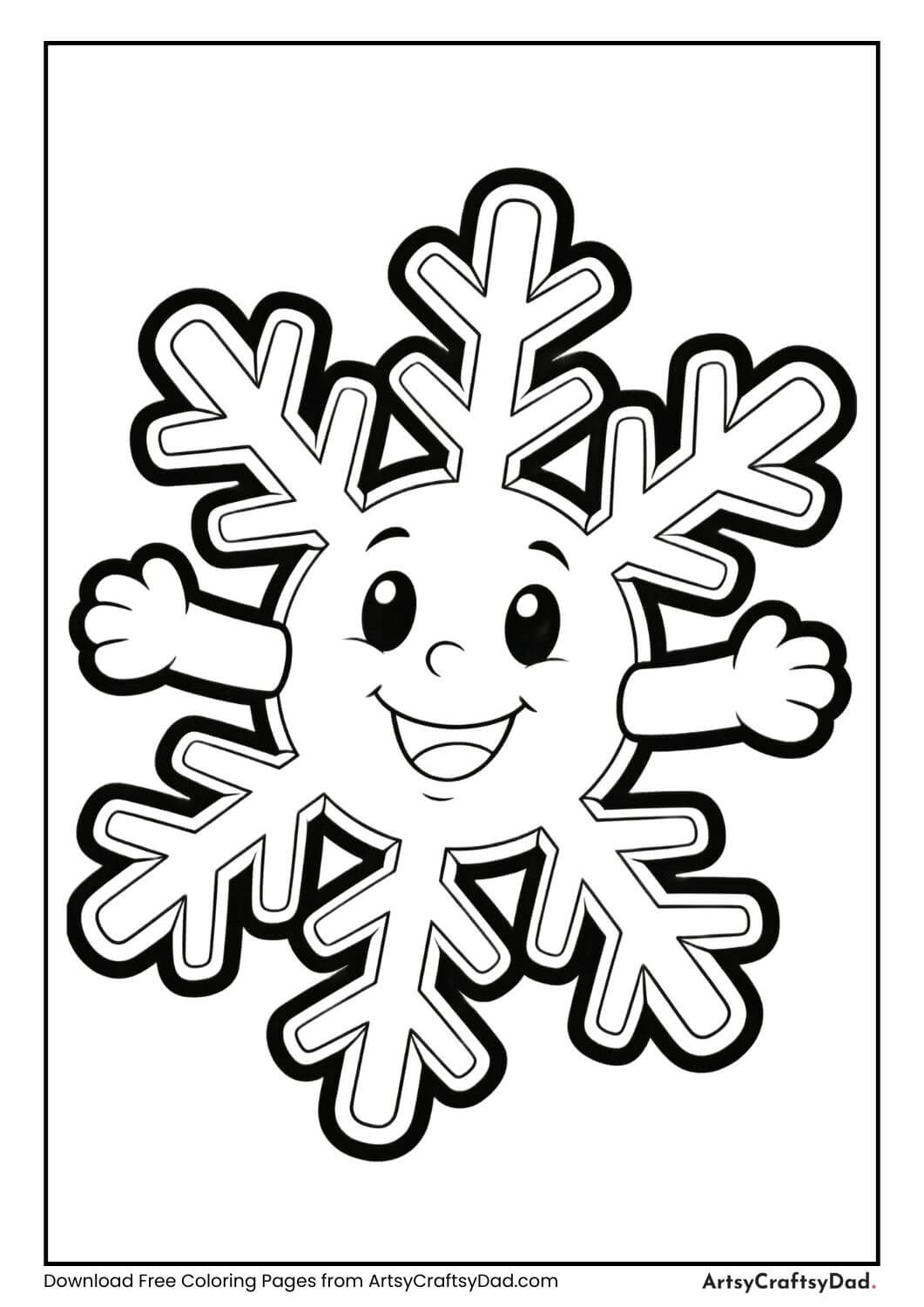 Friendly snowflake face coloring page