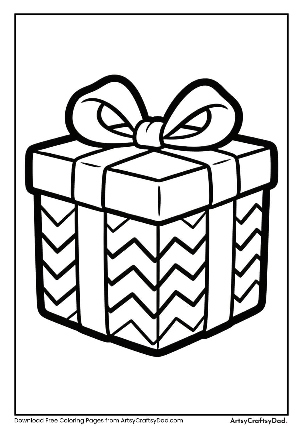 Gift box with zigzag wrapping