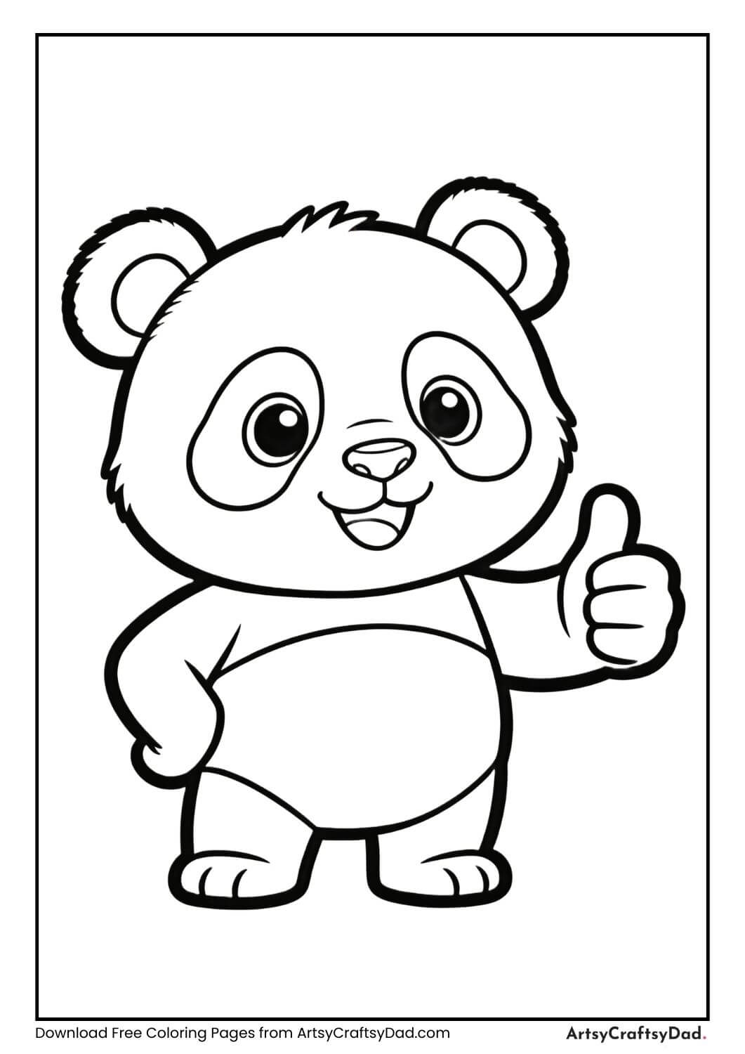 Panda thumbs up coloring page
