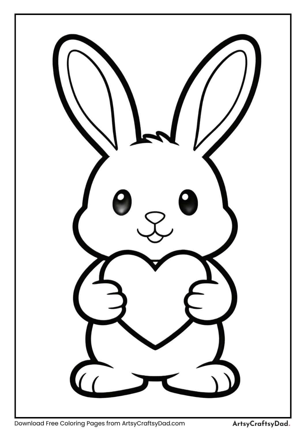 Rabbit holding heart coloring page
