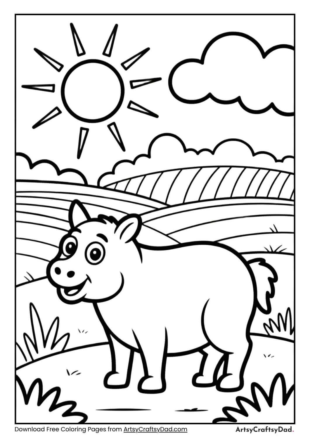 Sunny farm weather coloring page