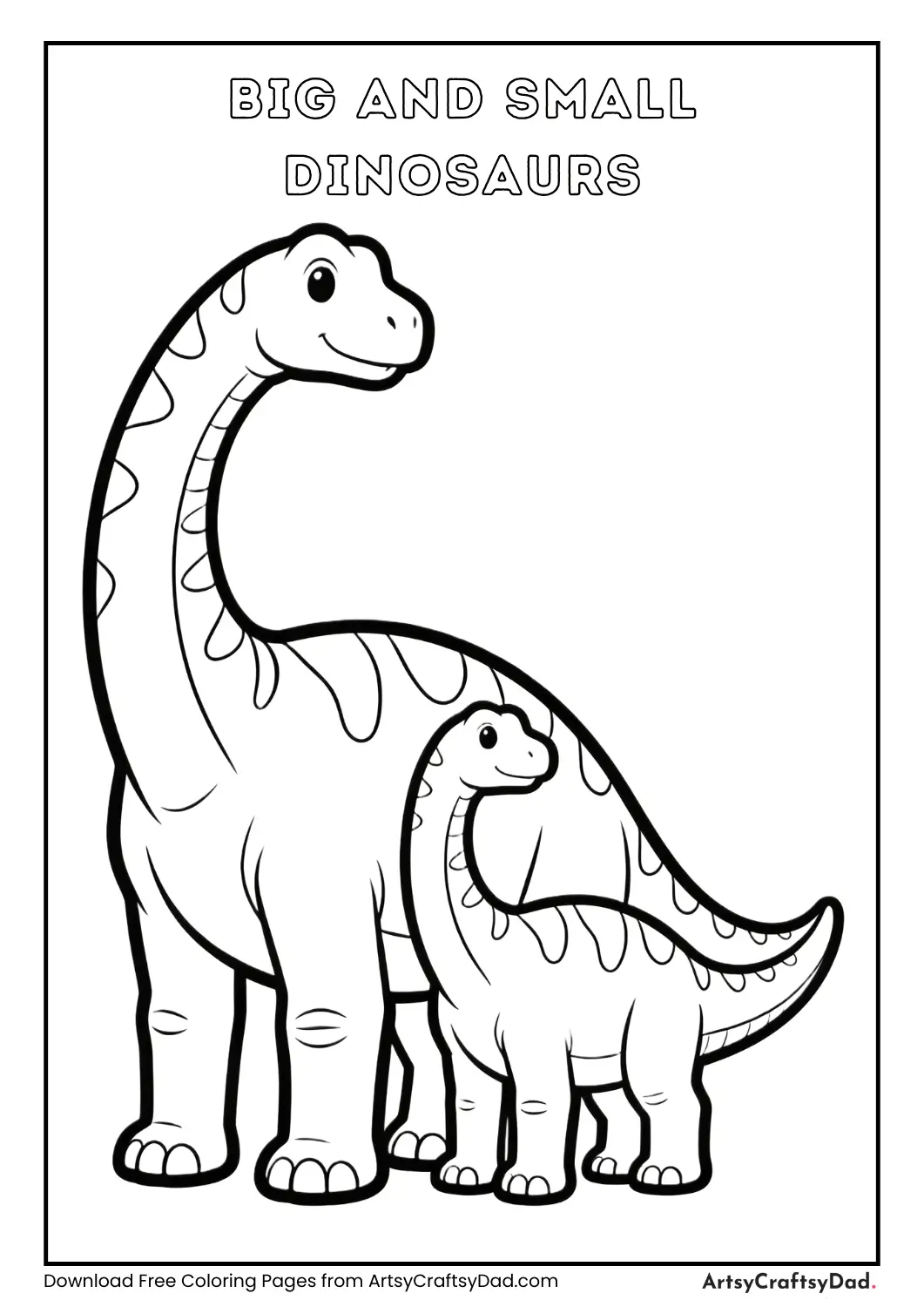 Big dinosaur and small dinosaur coloring page
