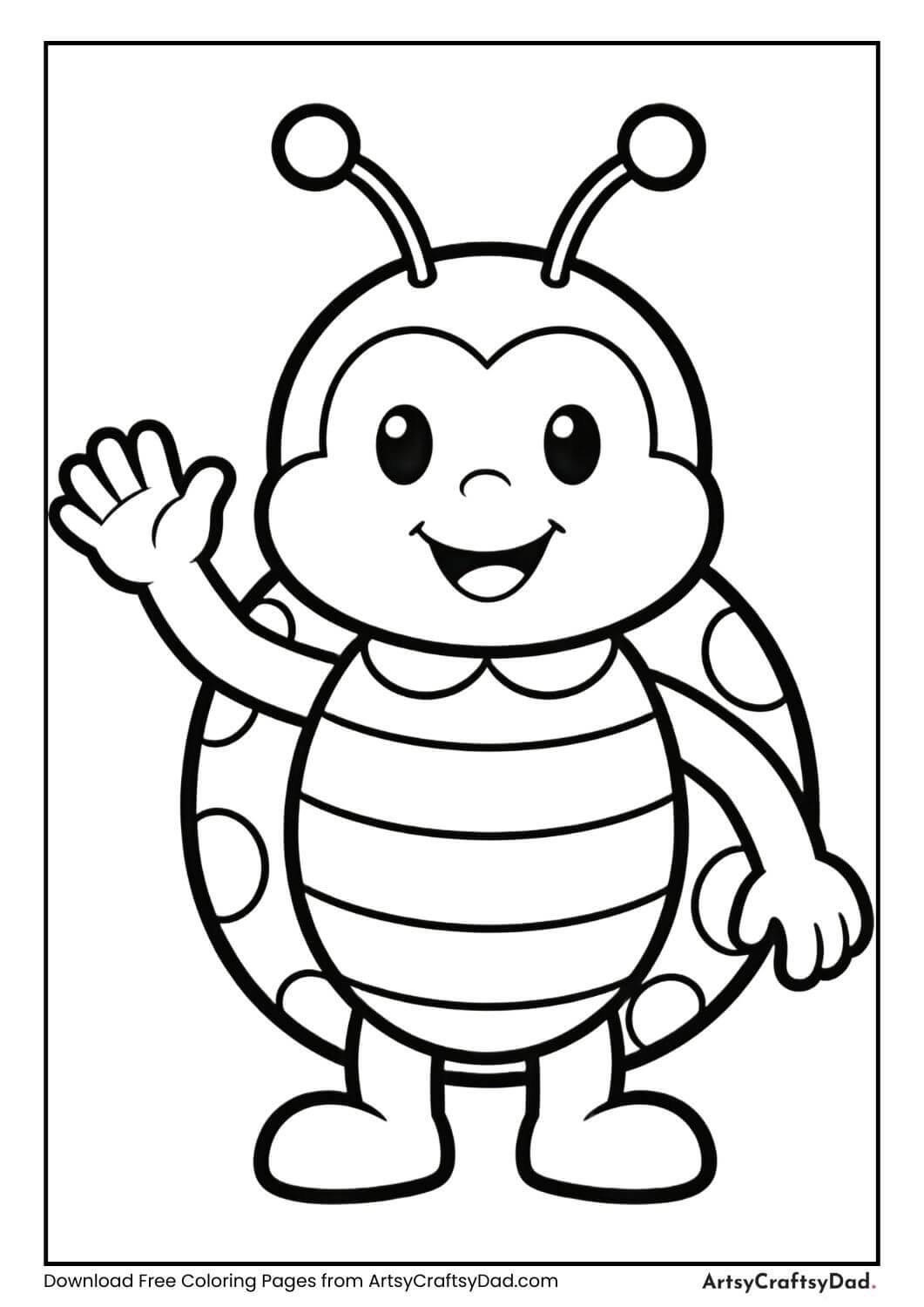Ladybug waving hello coloring page