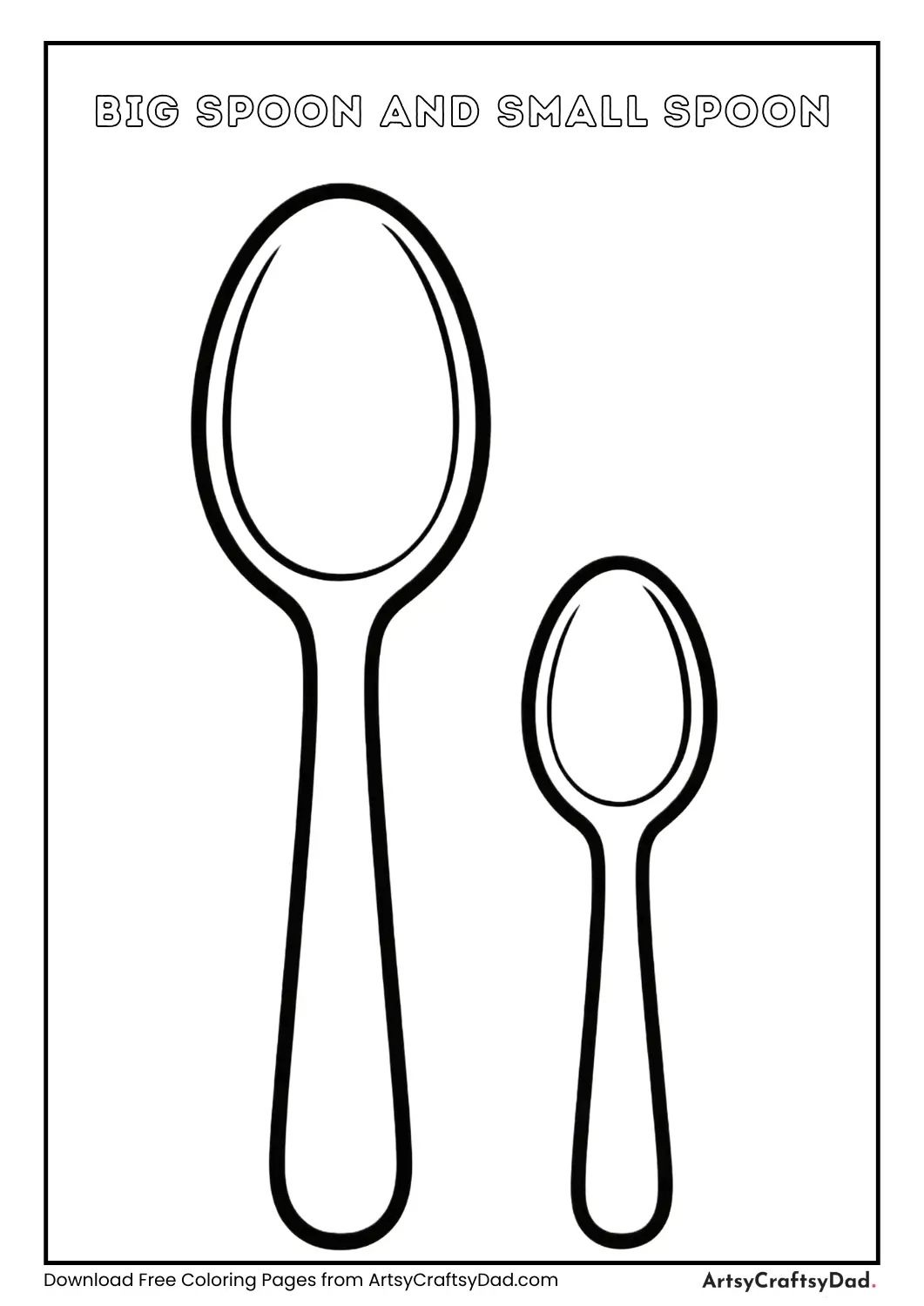 Big spoon and small spoon coloring page