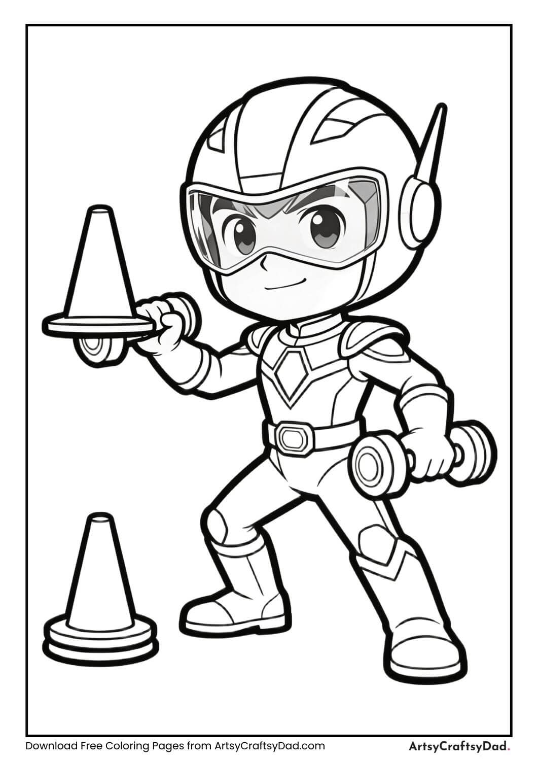 Power Ranger training scene coloring sheet