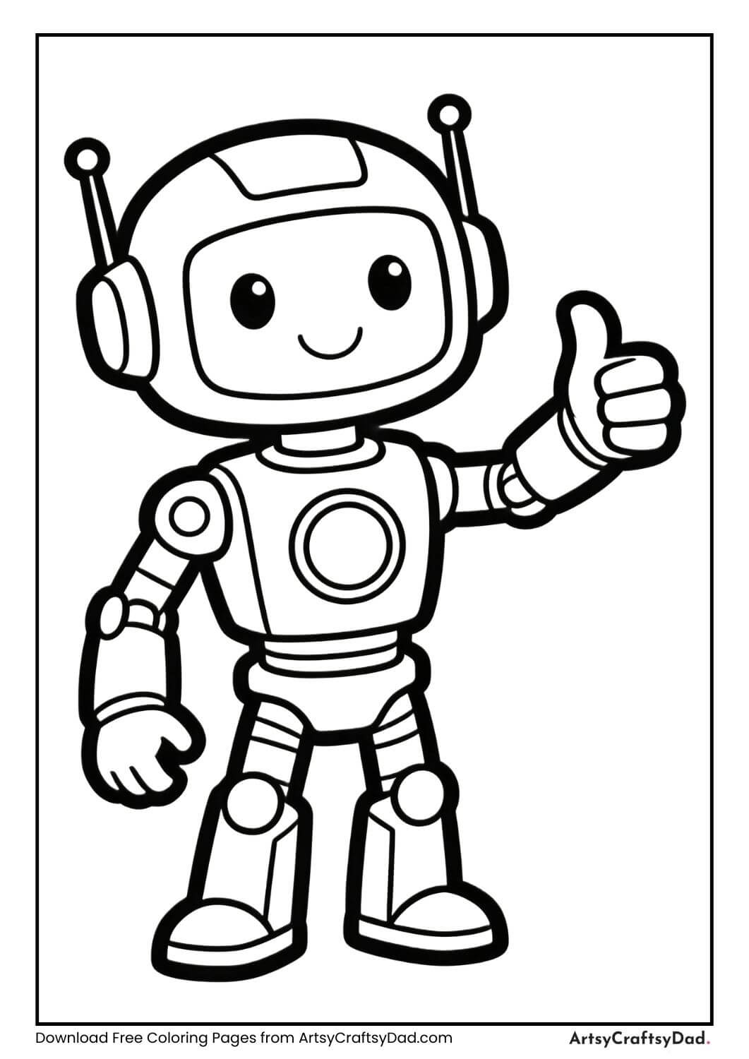 Robot giving a thumbs up with a happy expression