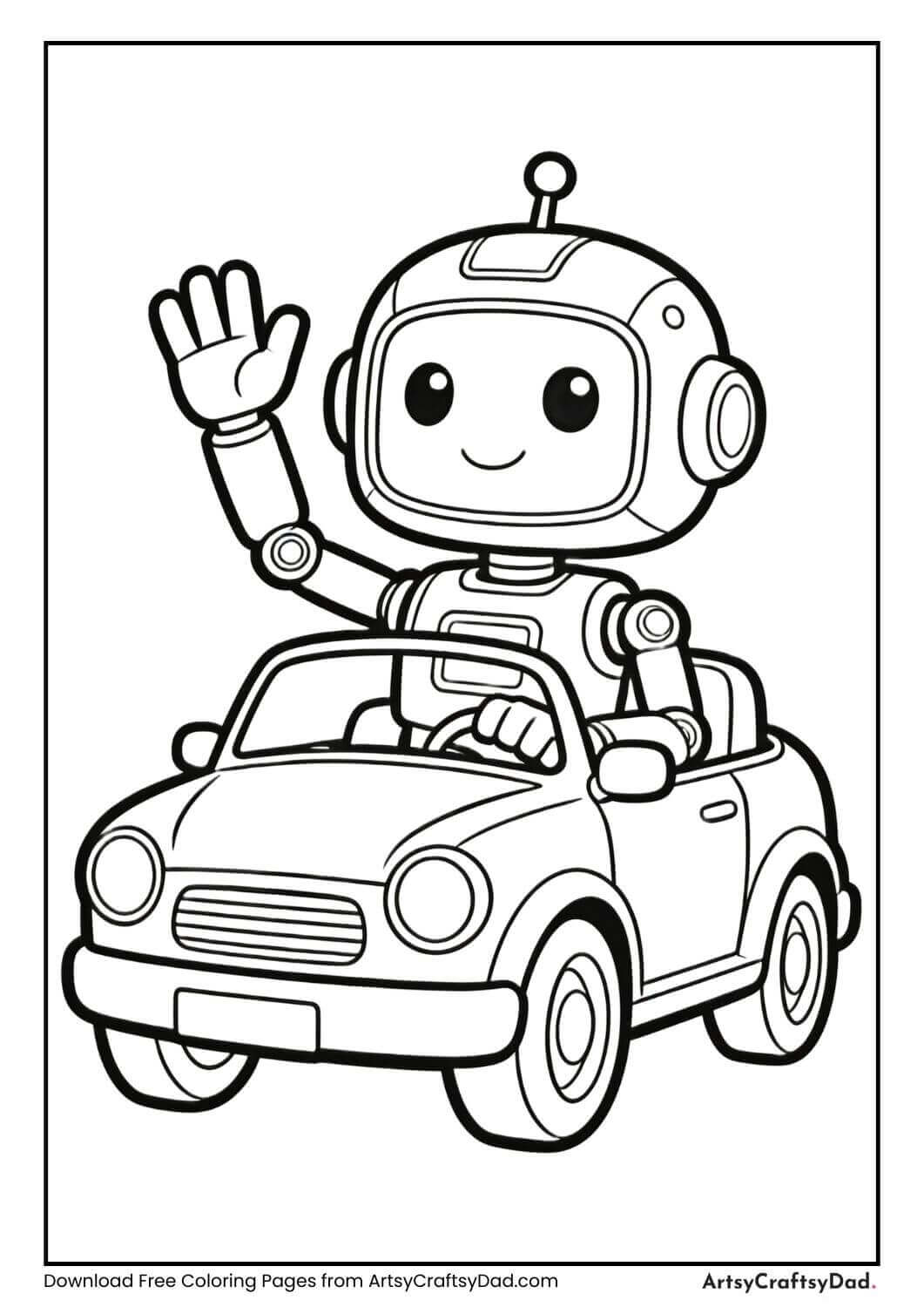 Transformers robot waving from car coloring page