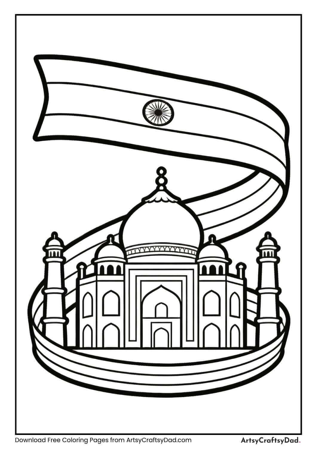 Indian monuments Republic Day coloring page