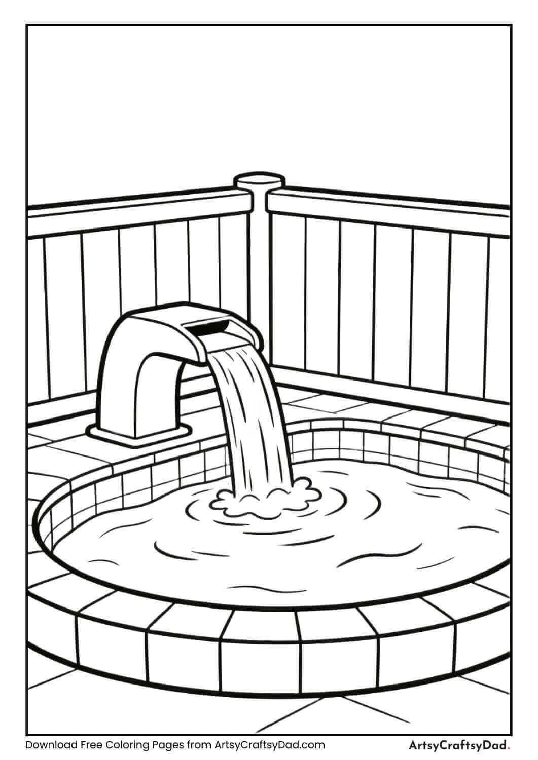 Swimming pool with small waterfall