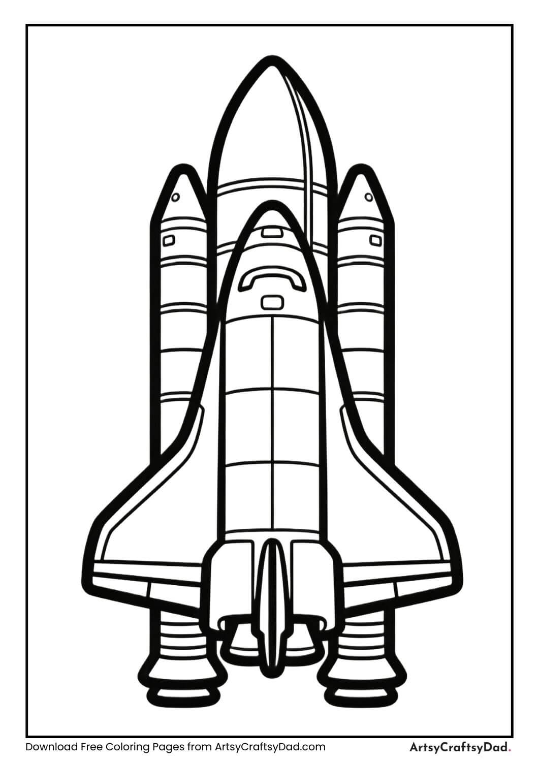 Space rocket with big windows coloring page