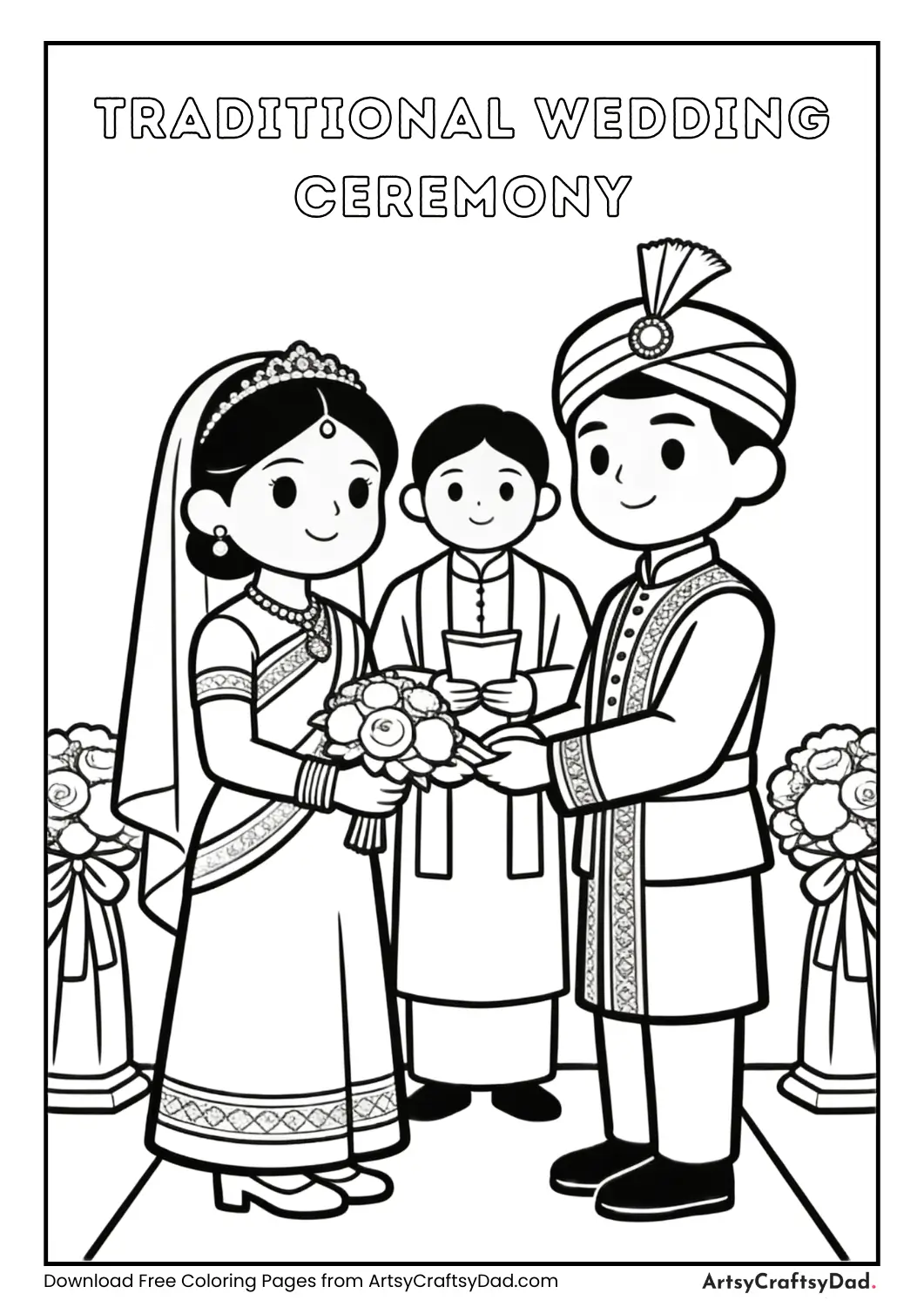Traditional wedding ceremony coloring page