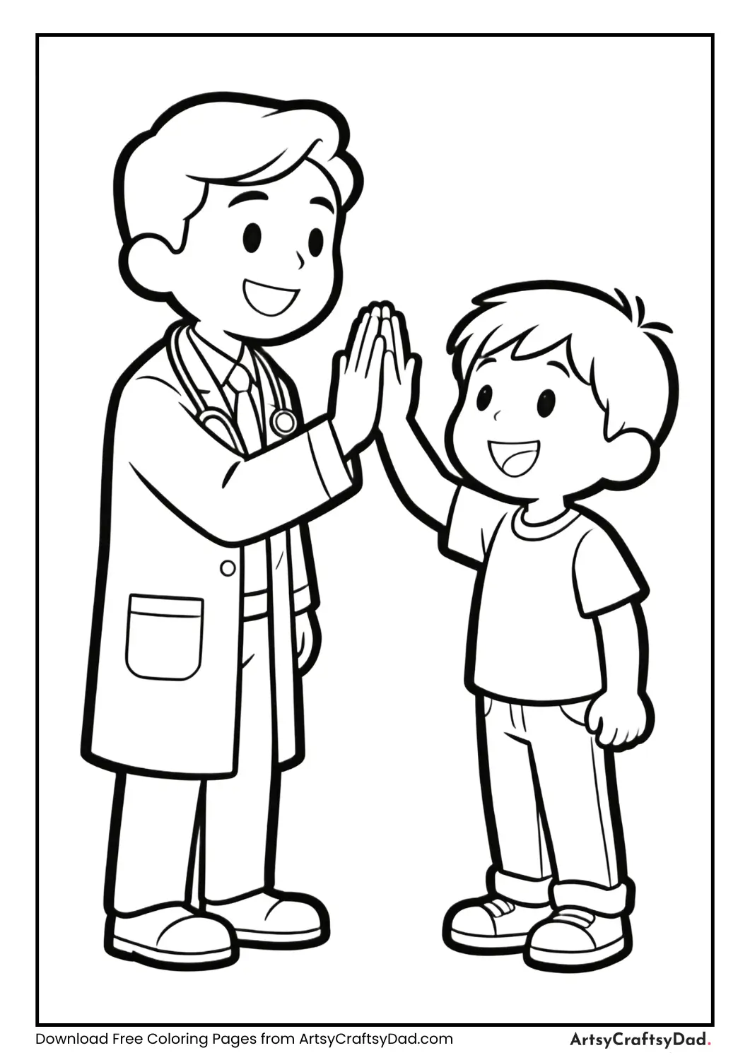 Doctor giving high-five to child