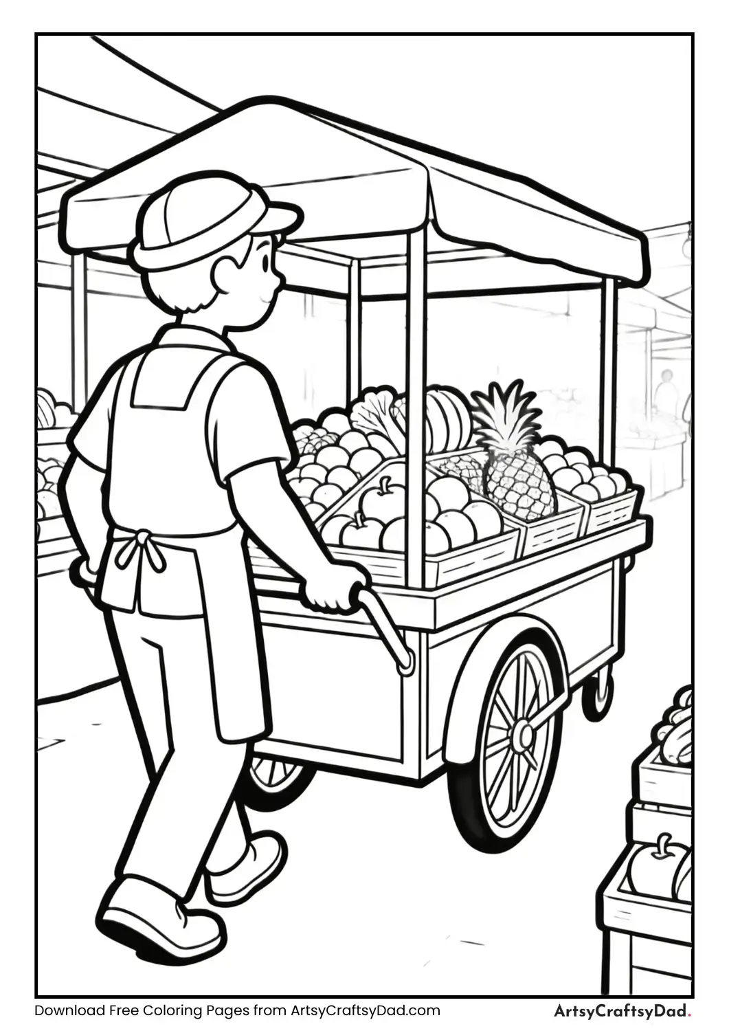 Market cart moving through street