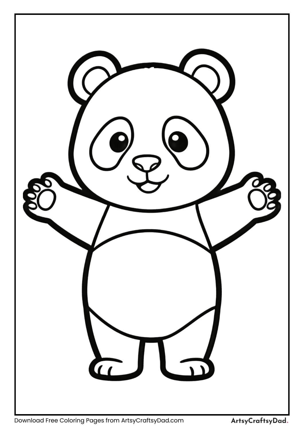 Panda open arms coloring page