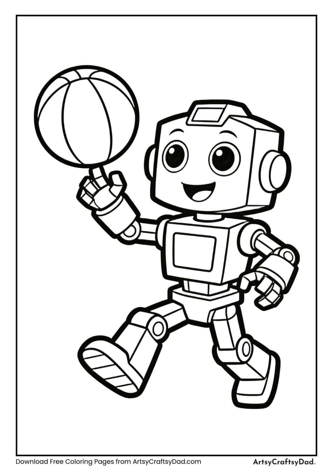 Playful Transformers robot with ball coloring page
