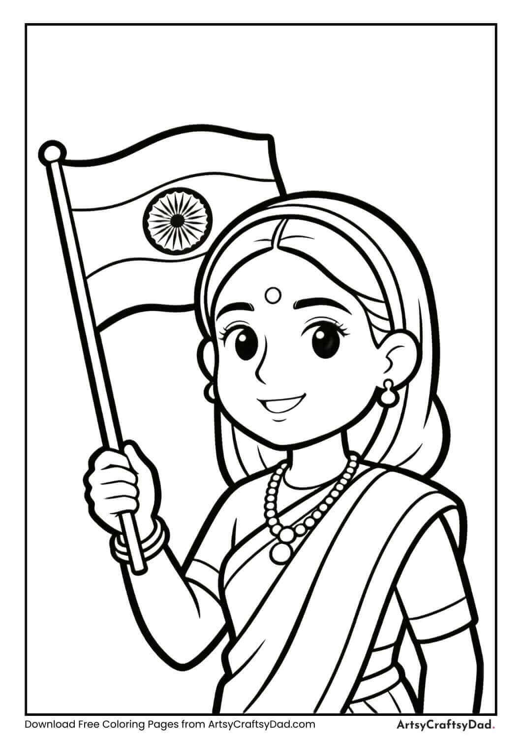 Bharat Mata Republic Day coloring page
