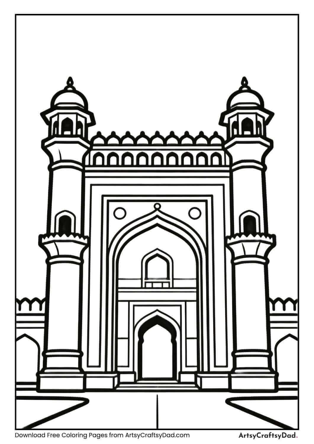 Buland Darwaza black and white coloring page for kids