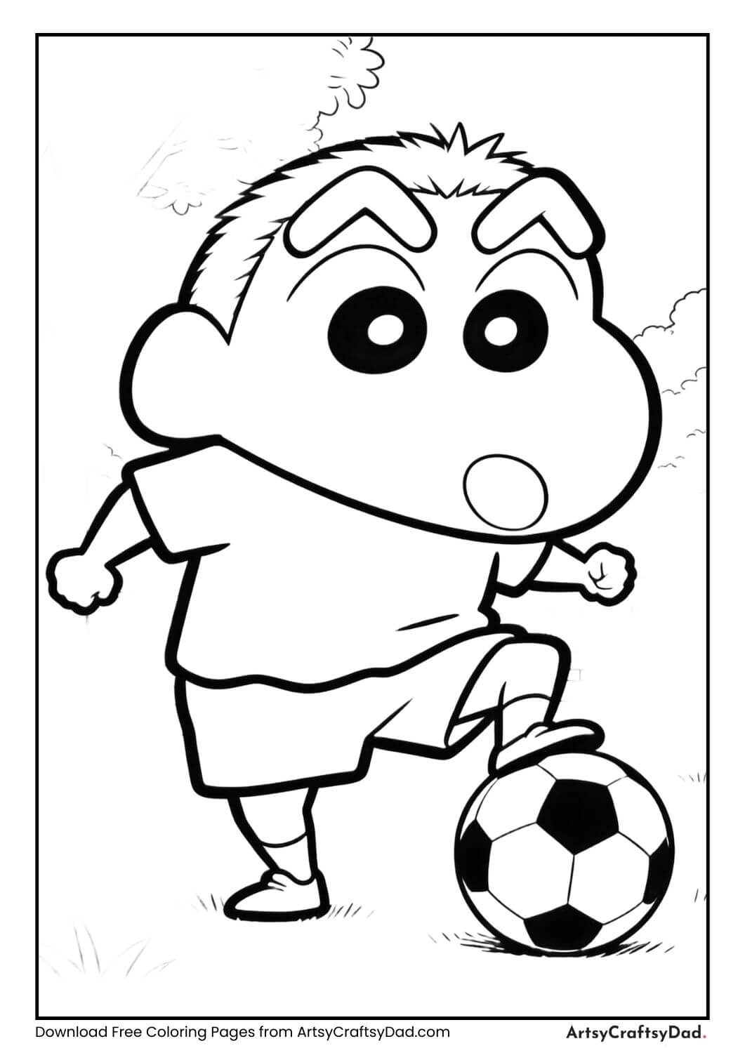 Shinchan playing football in the park