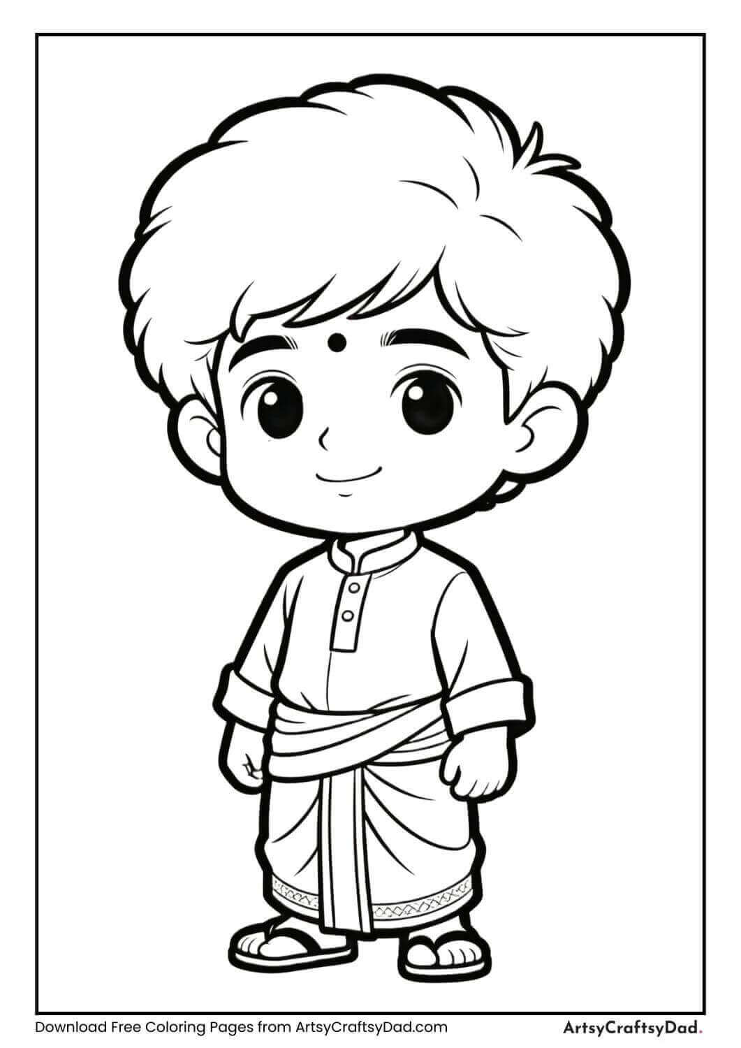 Maharashtrian boy in dhoti and kurta