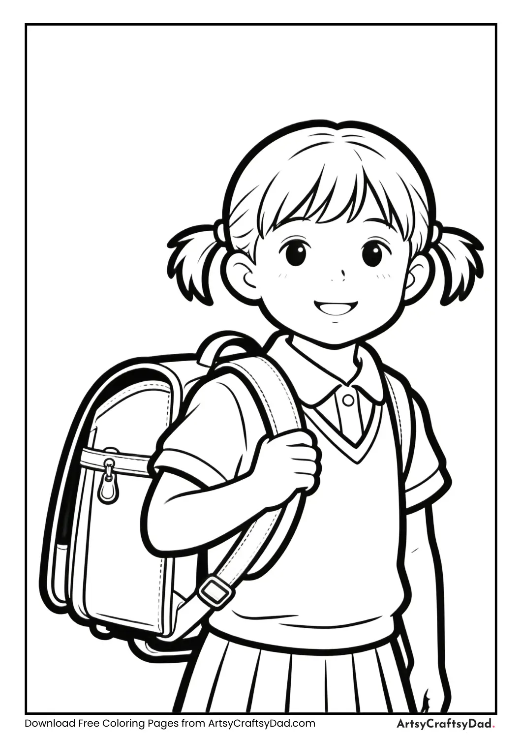 Child holding a school bag ready for school