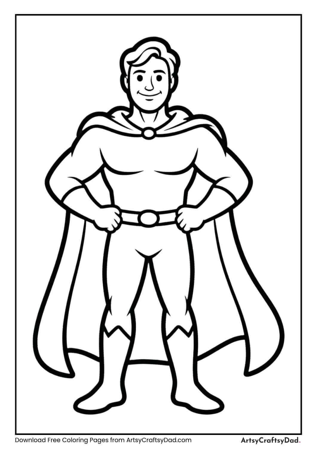 Black and white anime hero wearing a cape