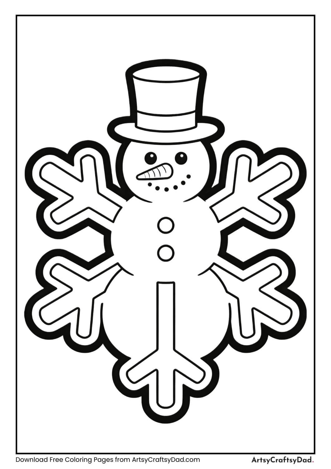 Short arm snowflake coloring page