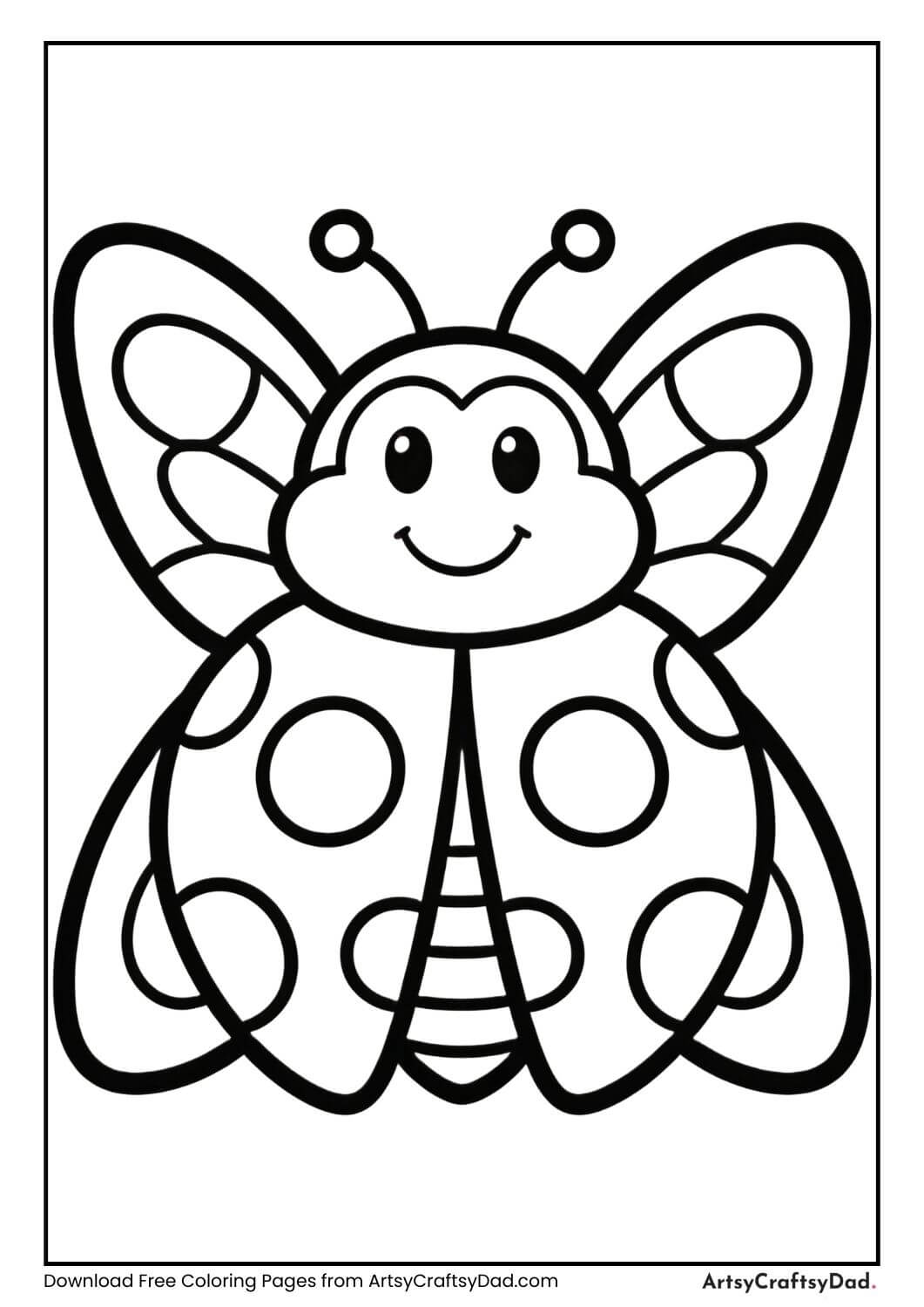 Smiling ladybug face coloring page