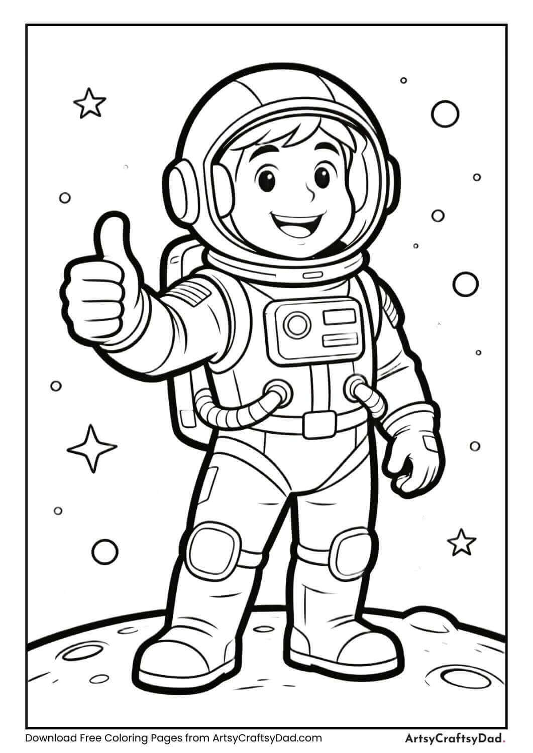 Astronaut giving thumbs up coloring page