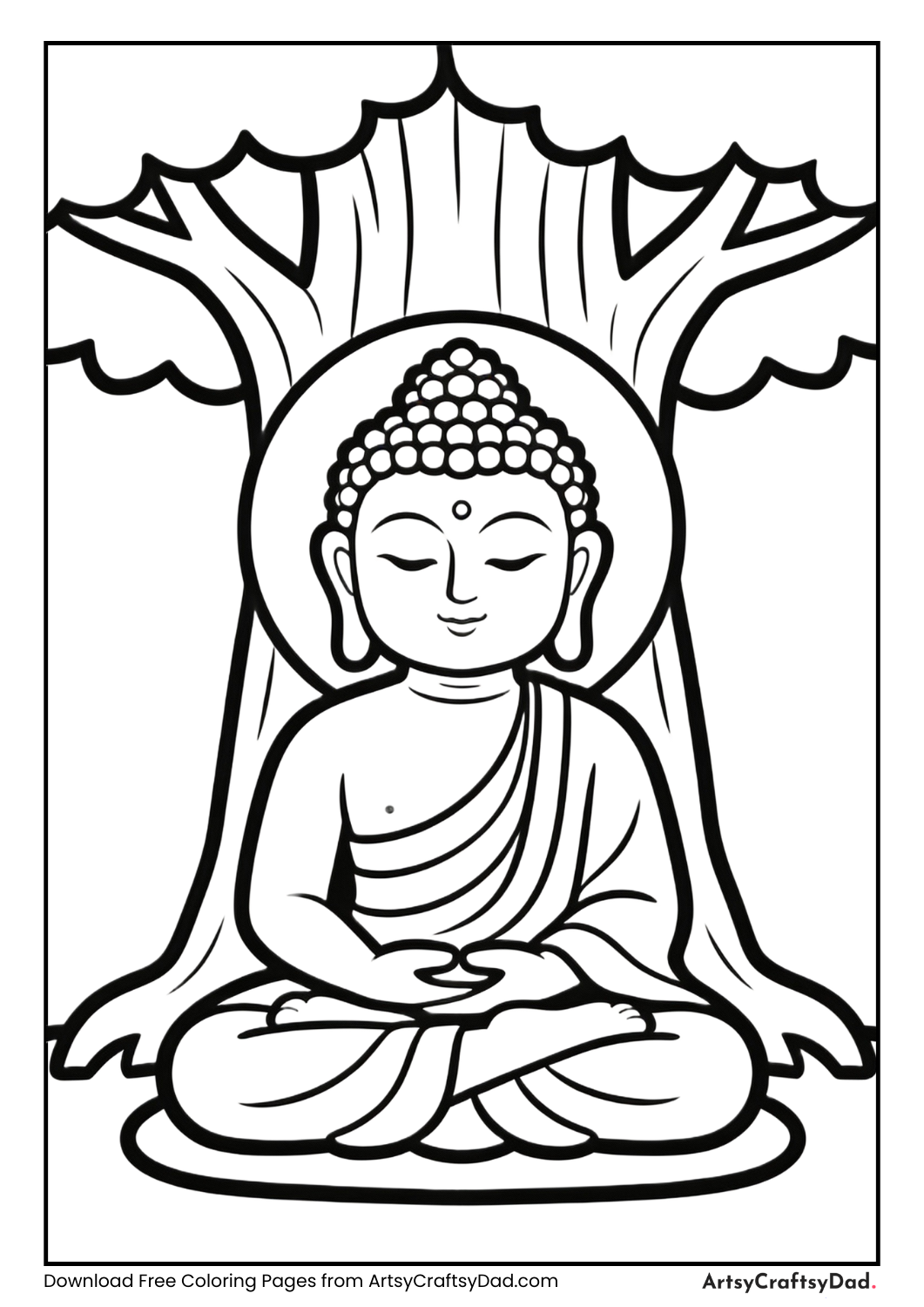 Buddha meditating coloring page