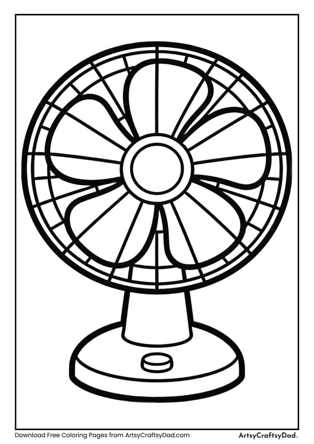 Table fan black and white coloring page