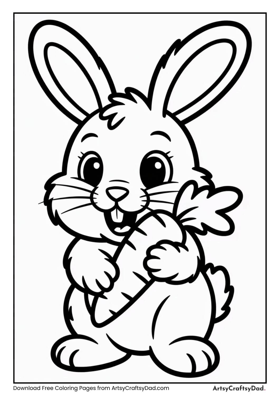 Baby bunny coloring page in black and white