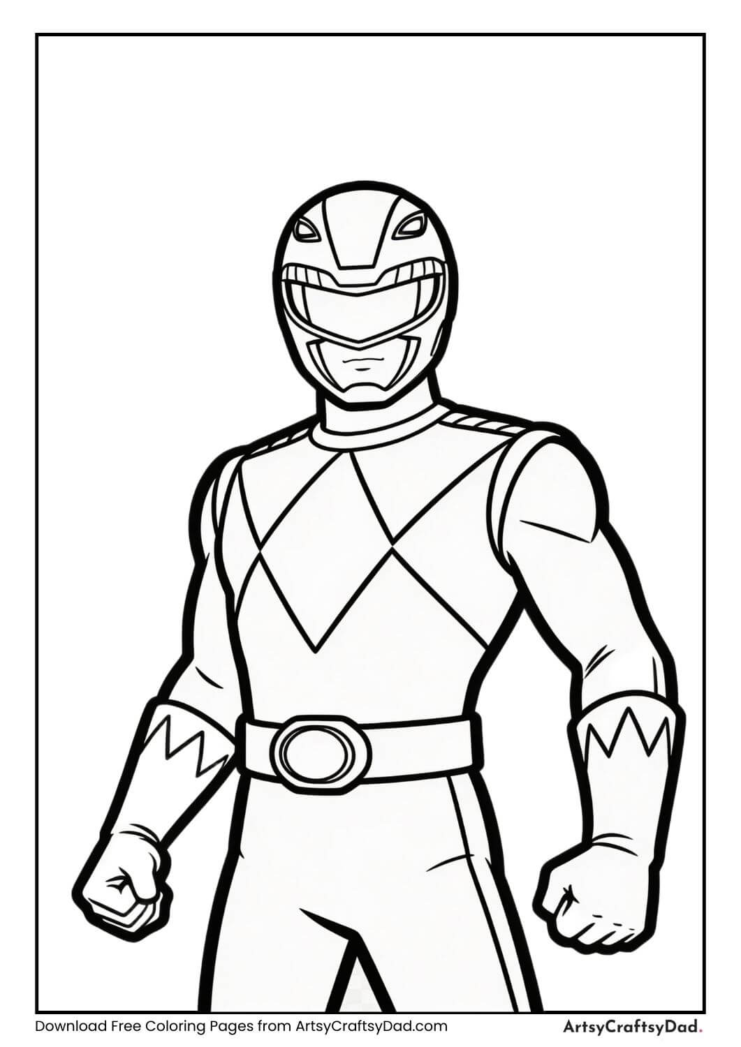 Blue Power Ranger ready stance coloring page