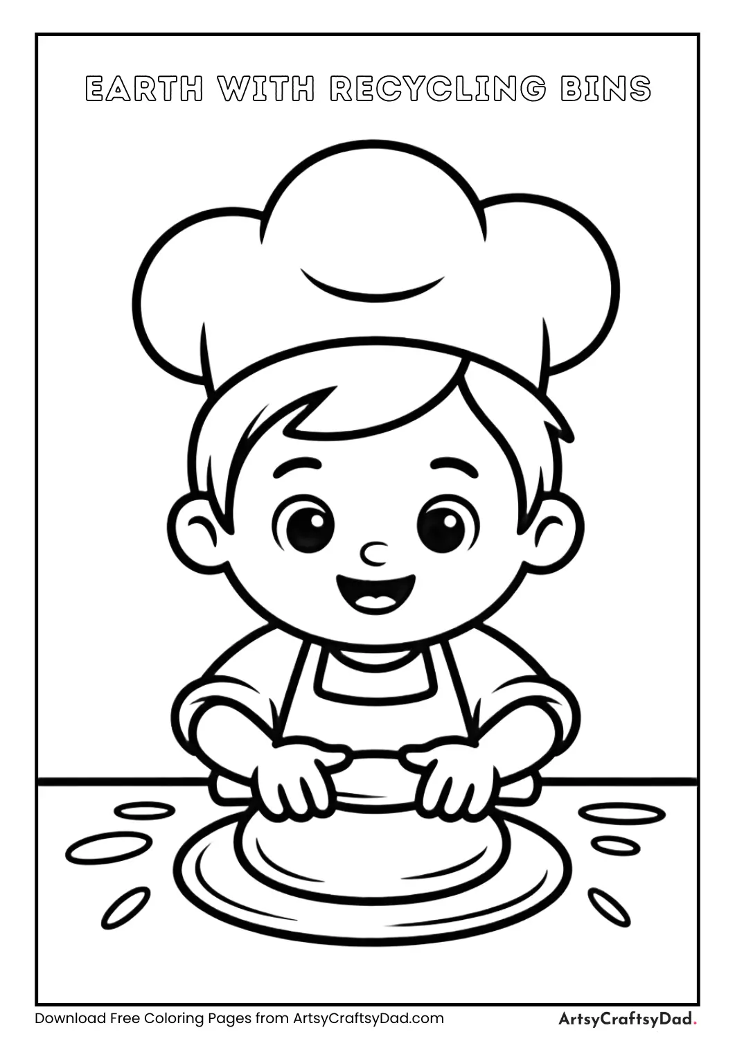 Chef rolling dough with rolling pin coloring page