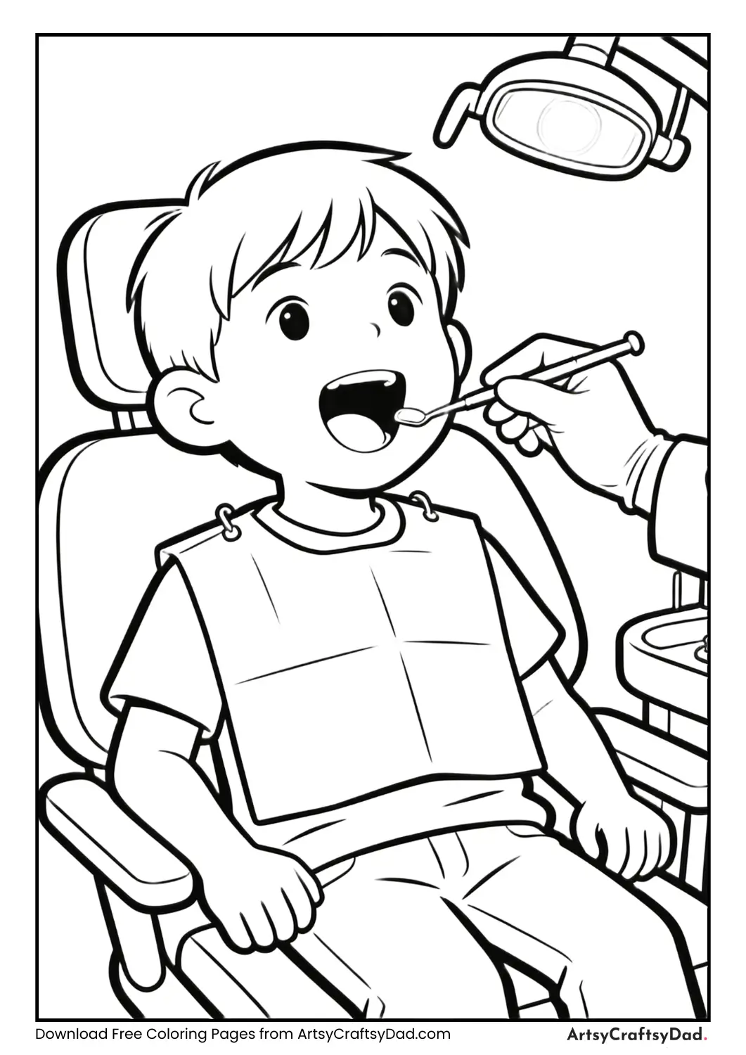 Child sitting in dental chair for checkup