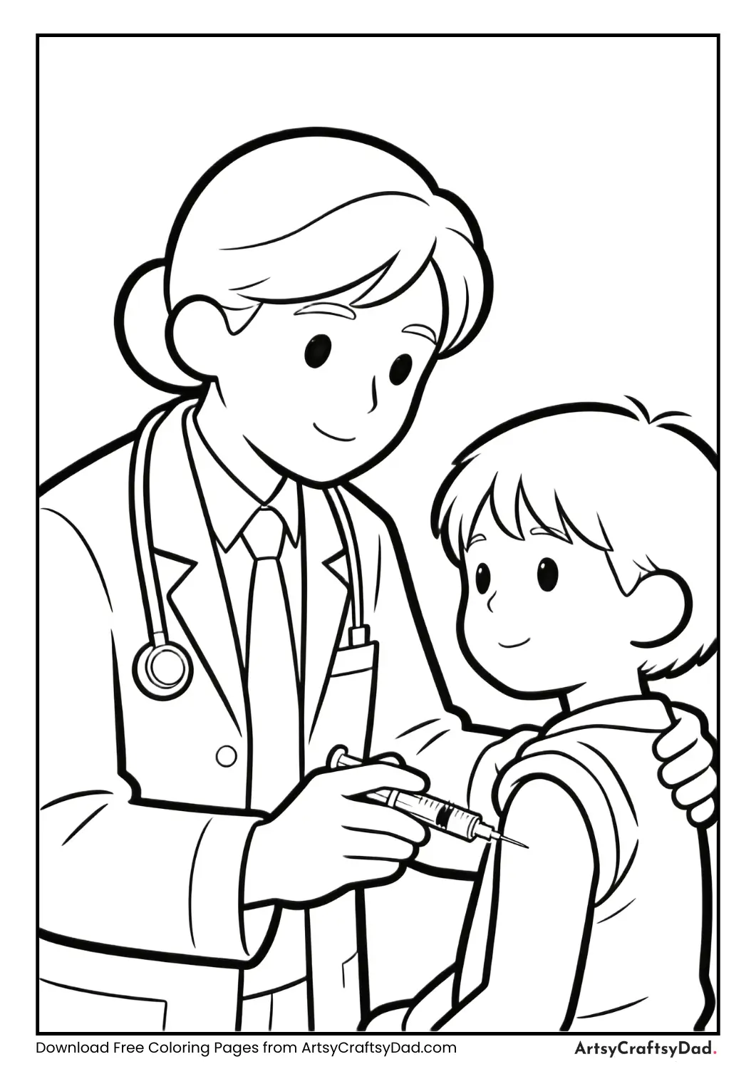 Doctor giving a child a vaccination
