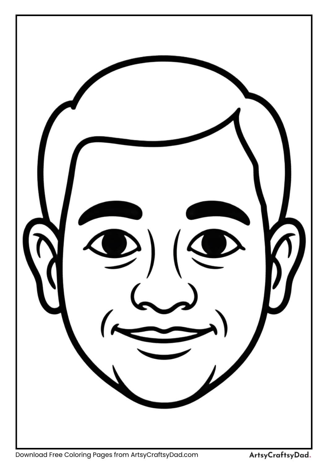 Human face parts coloring page for kids