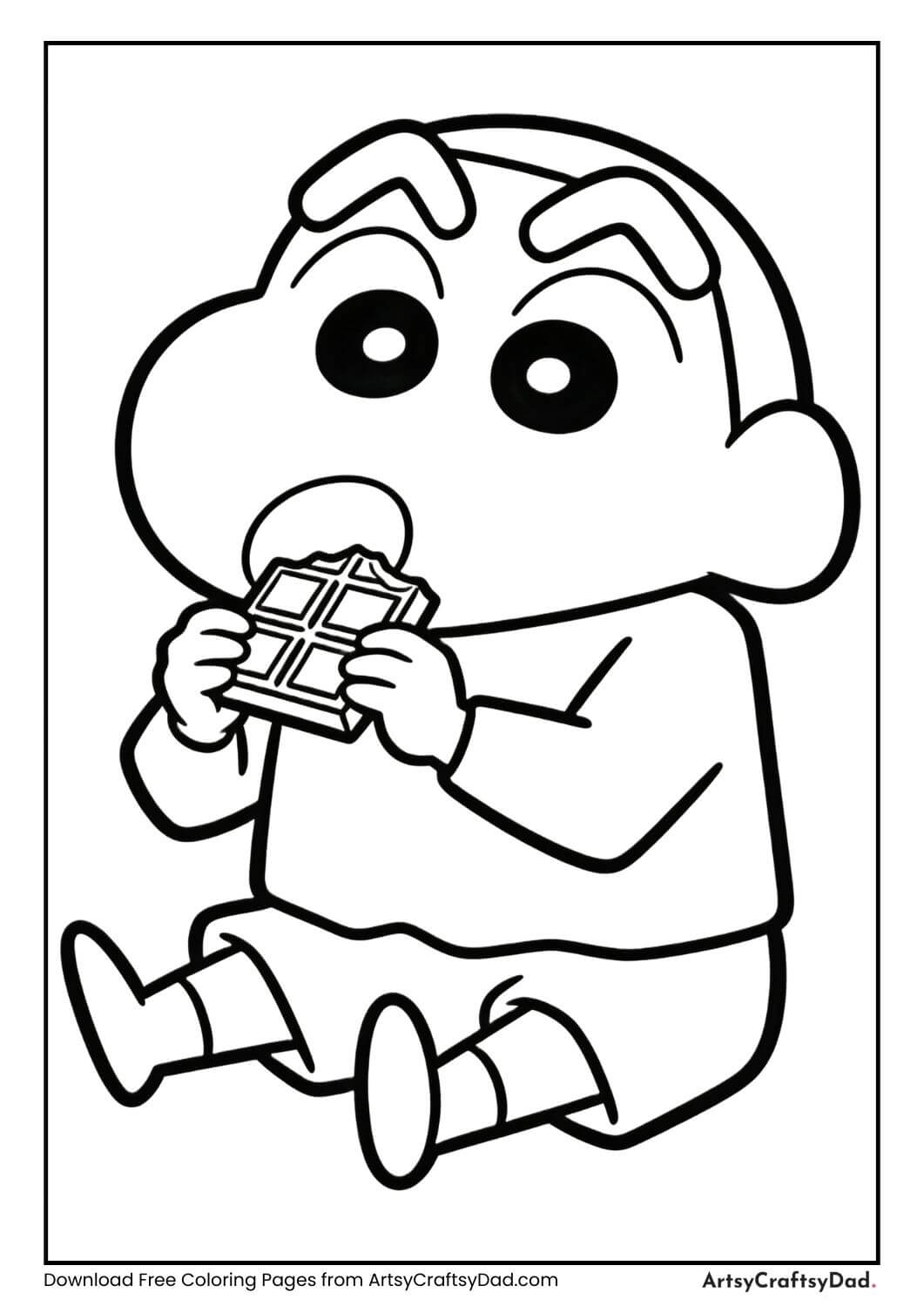 Shinchan enjoying chocolate