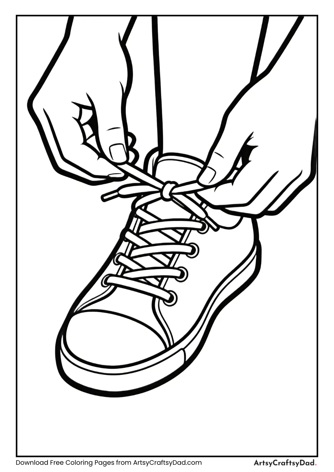 Shoelaces crossing over each other in black and white