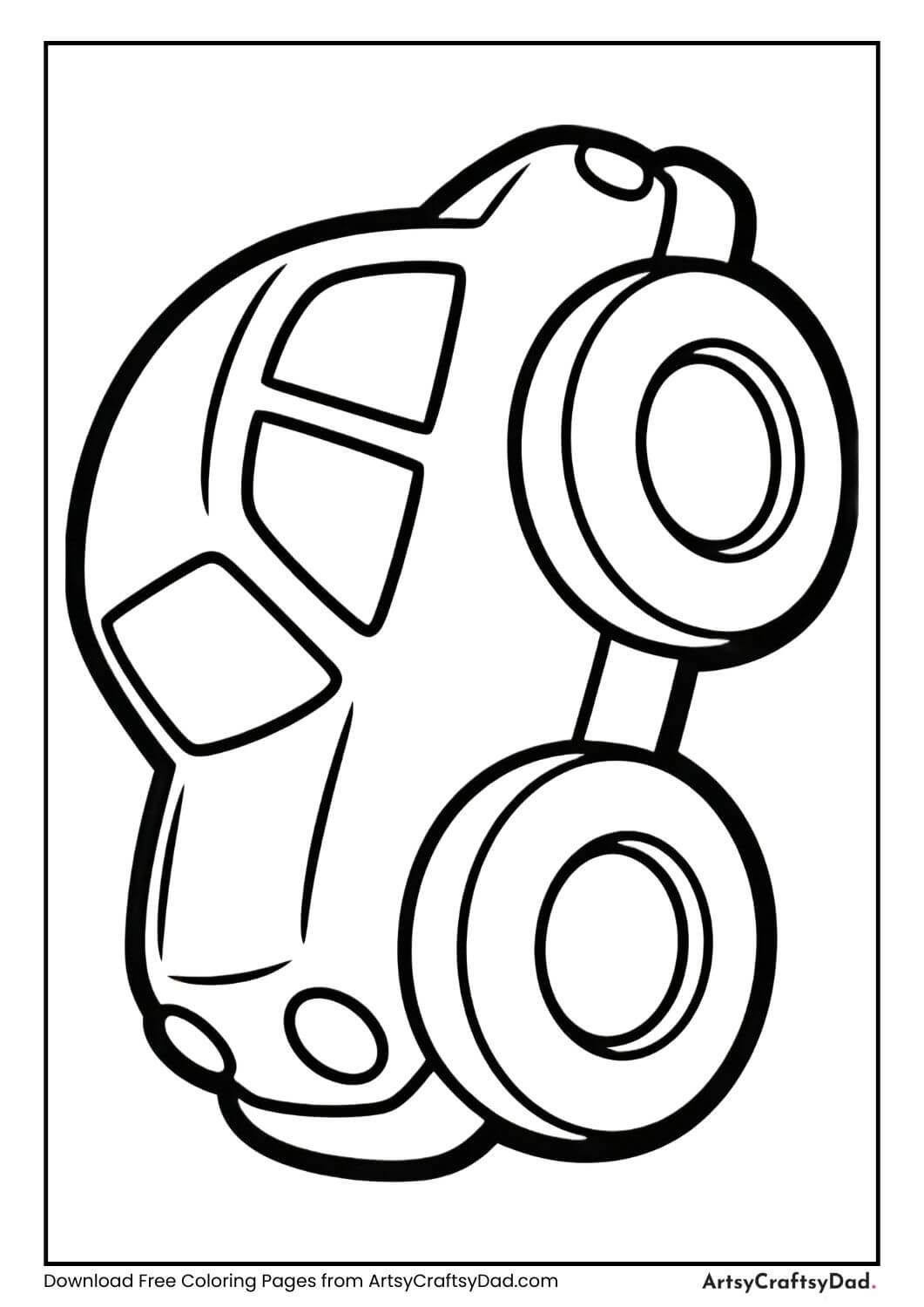 Easy toy car coloring page in black and white